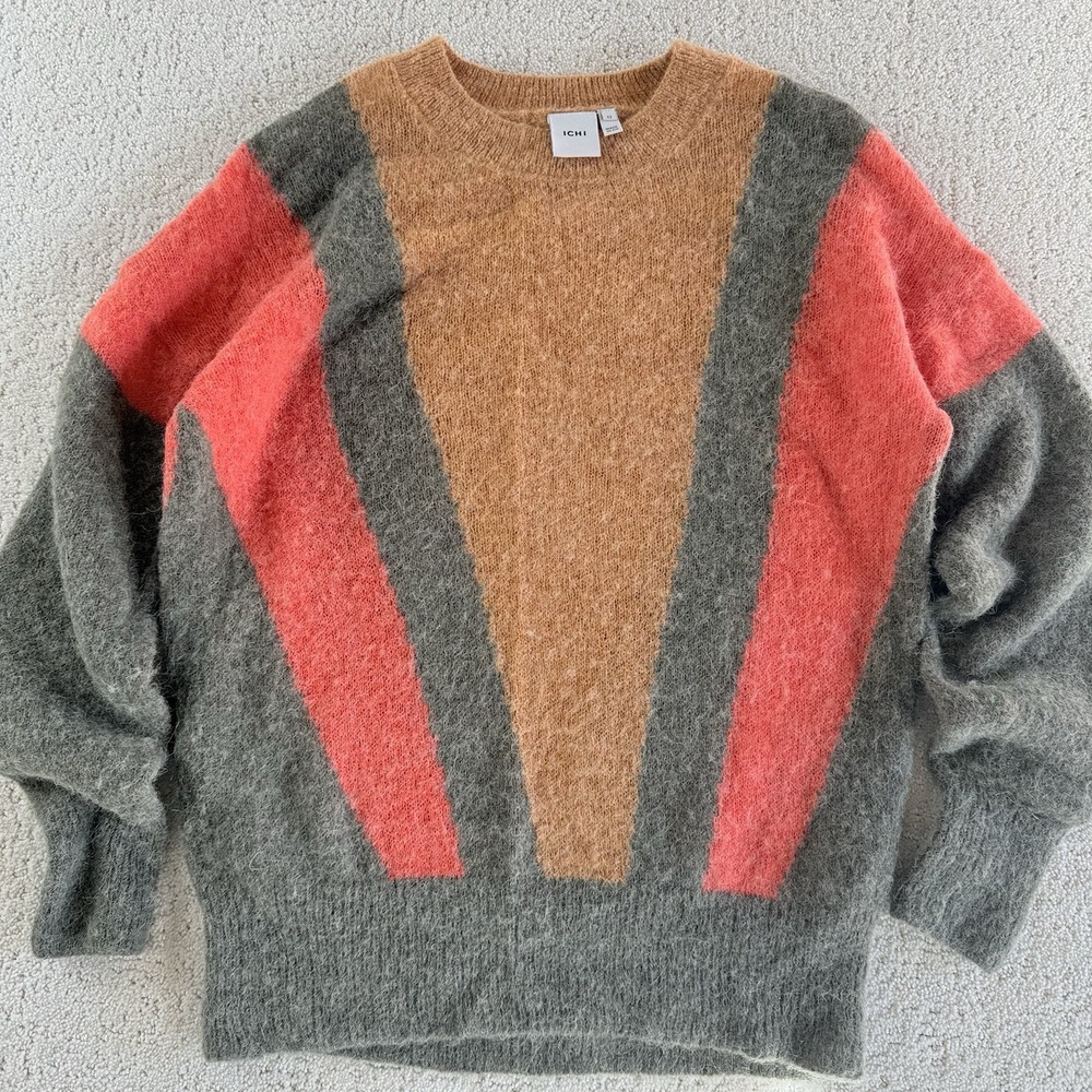 ICHI Ihestelle LS5 Womens XS Multicolor Alpaca Wool Sweater
